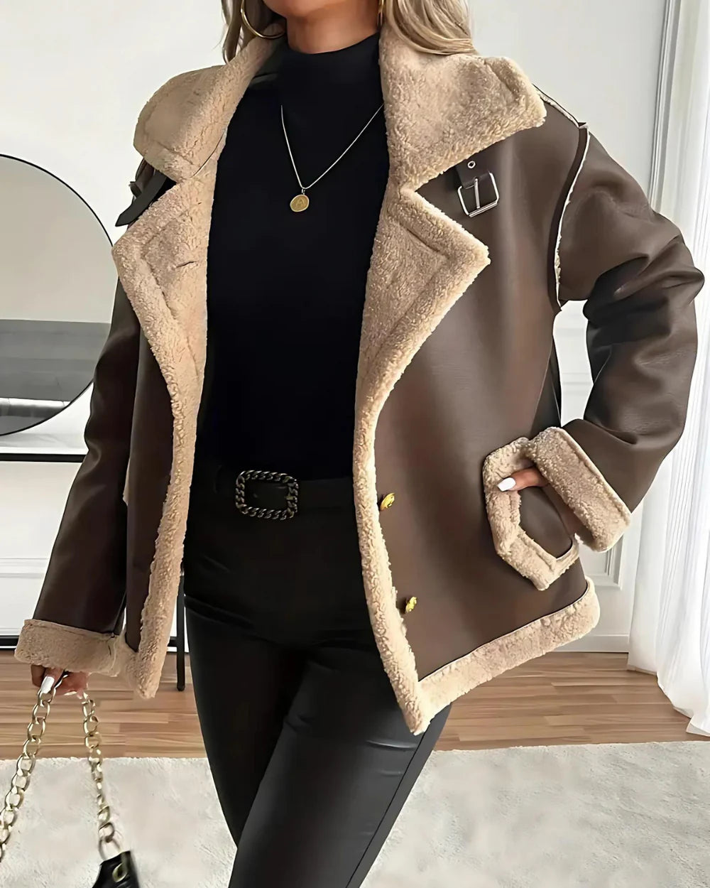Destiny - Chaqueta Elegante de cuero con Multiples Bolsillos